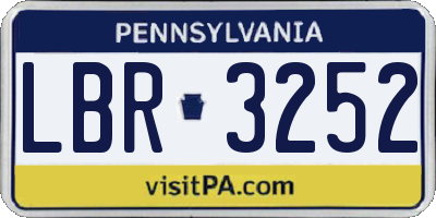 PA license plate LBR3252