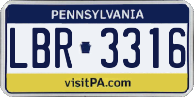 PA license plate LBR3316