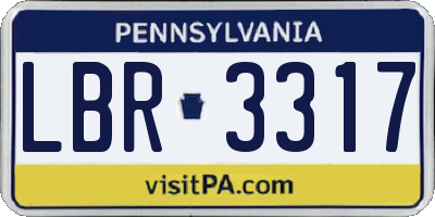 PA license plate LBR3317