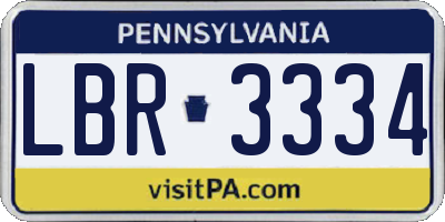 PA license plate LBR3334