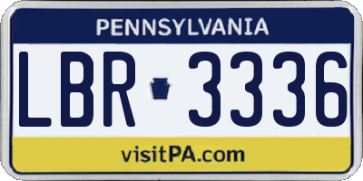 PA license plate LBR3336