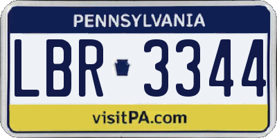 PA license plate LBR3344