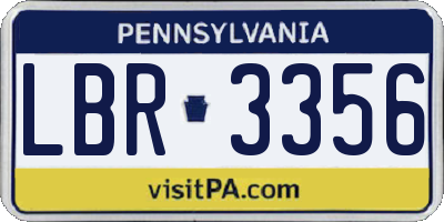 PA license plate LBR3356