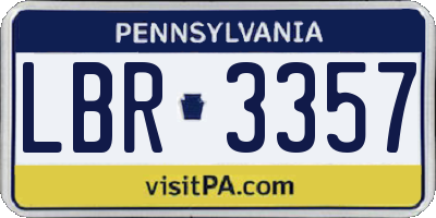PA license plate LBR3357