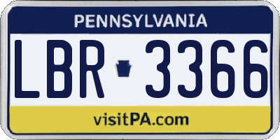 PA license plate LBR3366