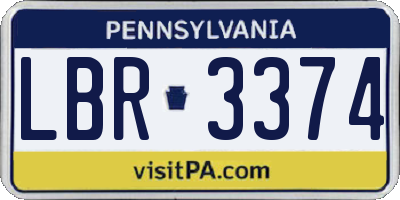 PA license plate LBR3374