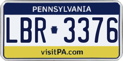 PA license plate LBR3376
