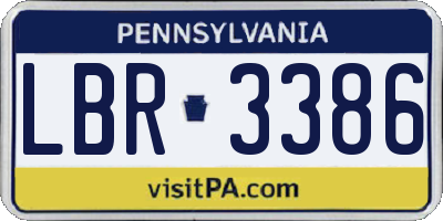PA license plate LBR3386