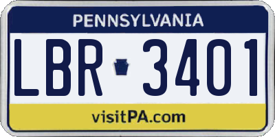 PA license plate LBR3401