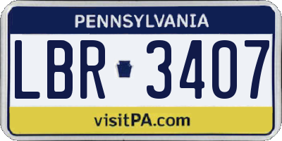 PA license plate LBR3407