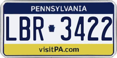 PA license plate LBR3422