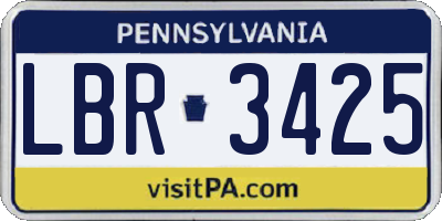 PA license plate LBR3425