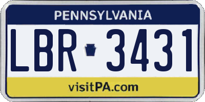 PA license plate LBR3431