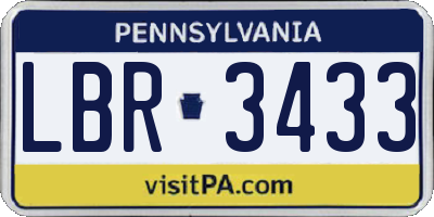 PA license plate LBR3433