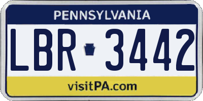 PA license plate LBR3442