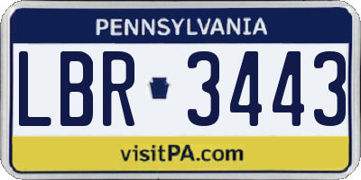 PA license plate LBR3443