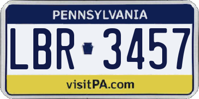 PA license plate LBR3457