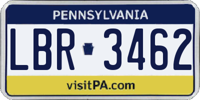 PA license plate LBR3462