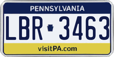 PA license plate LBR3463