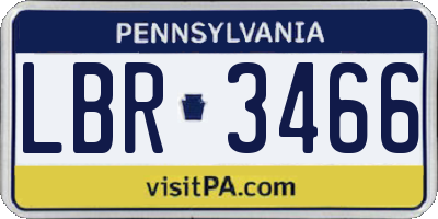 PA license plate LBR3466