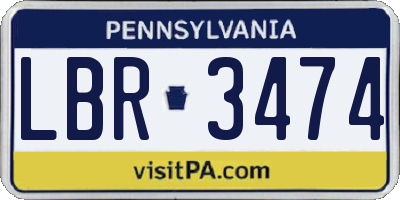PA license plate LBR3474