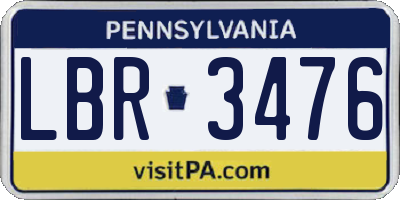 PA license plate LBR3476