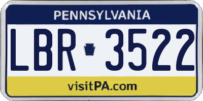 PA license plate LBR3522