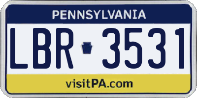 PA license plate LBR3531