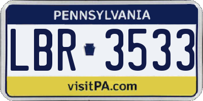 PA license plate LBR3533