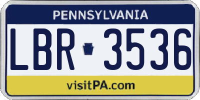 PA license plate LBR3536