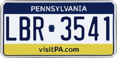 PA license plate LBR3541