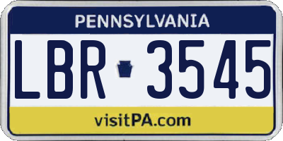 PA license plate LBR3545