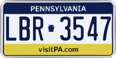 PA license plate LBR3547