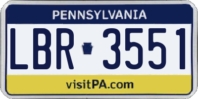 PA license plate LBR3551