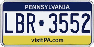 PA license plate LBR3552