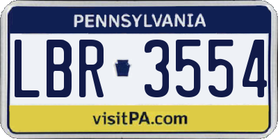 PA license plate LBR3554