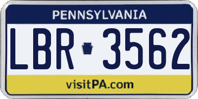 PA license plate LBR3562