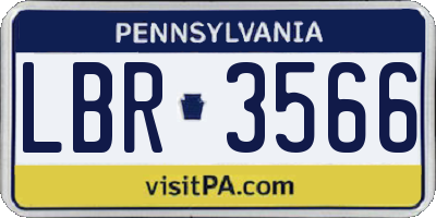 PA license plate LBR3566