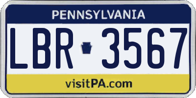 PA license plate LBR3567