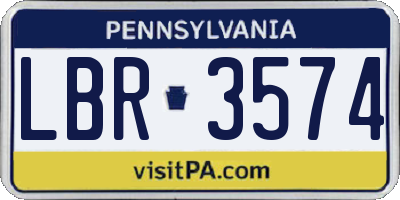 PA license plate LBR3574