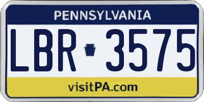 PA license plate LBR3575
