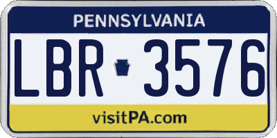 PA license plate LBR3576