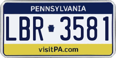 PA license plate LBR3581