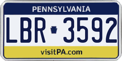 PA license plate LBR3592