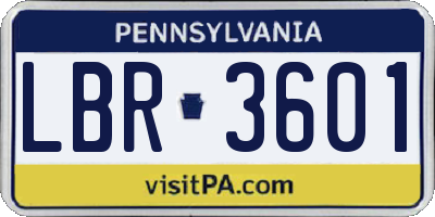 PA license plate LBR3601