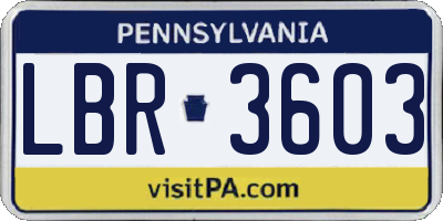 PA license plate LBR3603