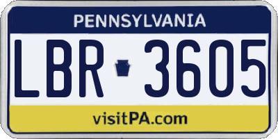 PA license plate LBR3605
