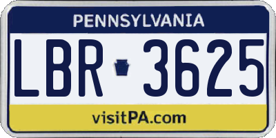 PA license plate LBR3625