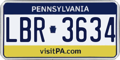 PA license plate LBR3634