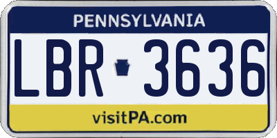 PA license plate LBR3636